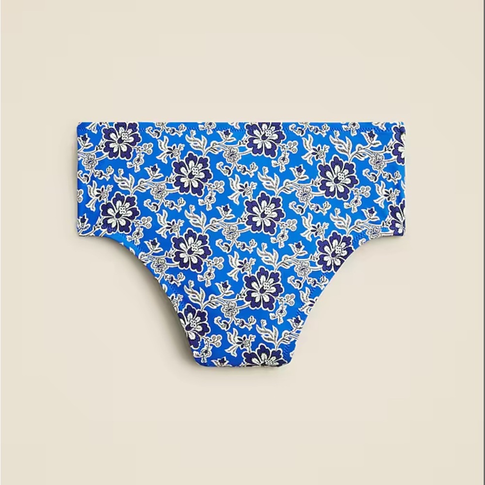 High waist bikini bottoms in blue cobalt floral